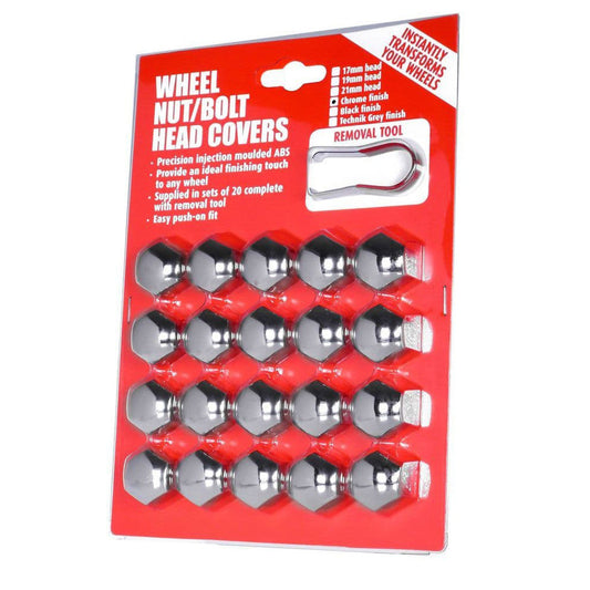 Wheel Nut/Bolt Head Covers Set 20pcs Chrome 17mm