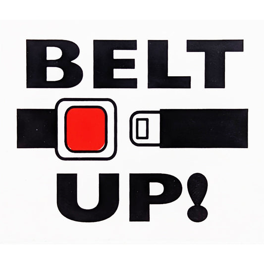 Belt Up Transparent Self Adhesive Sticker