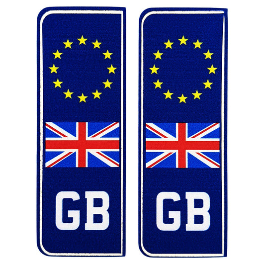 Pair Of GB Flag Stickers For Number Plates