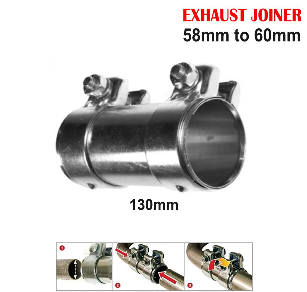 Exhaust Pipe Connector Sleeve Joiner 58mm to 60mm / 130mm