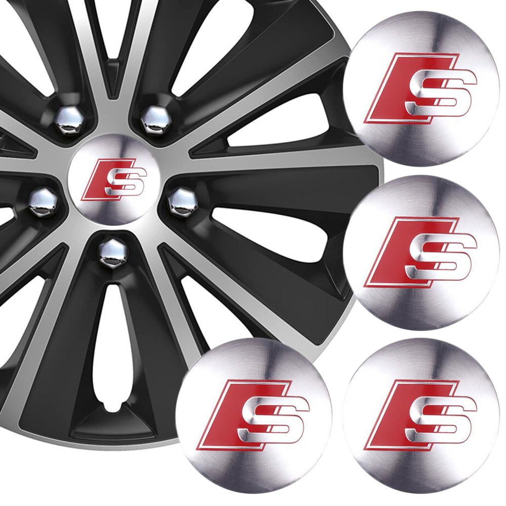 Wheel Center Cap Stickers 3D 56.5mm Audi S Line x 4
