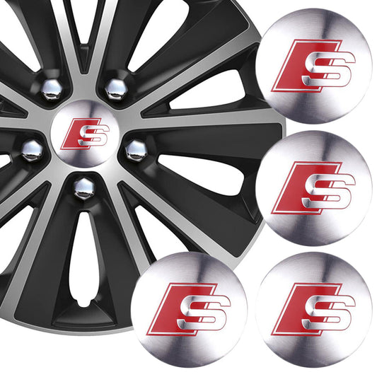 Wheel Center Cap Stickers 3D 56.5mm Audi S Line x 4