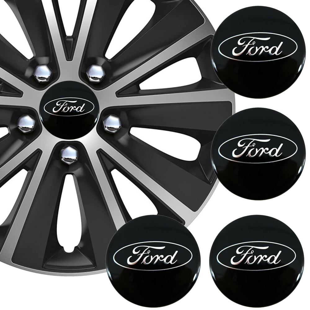 Wheel Center Cap Stickers 3D 56.5mm Ford Black x 4