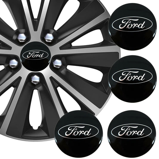 Wheel Center Cap Stickers 3D 56.5mm Ford Black x 4