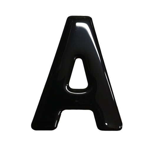 3D Gel Number Plate Black Letter "A"