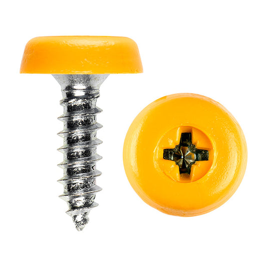 Number Plate Screws Moulded Head 3/4 - Yellow