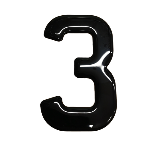 3D Gel Number Plate Black No. "3"