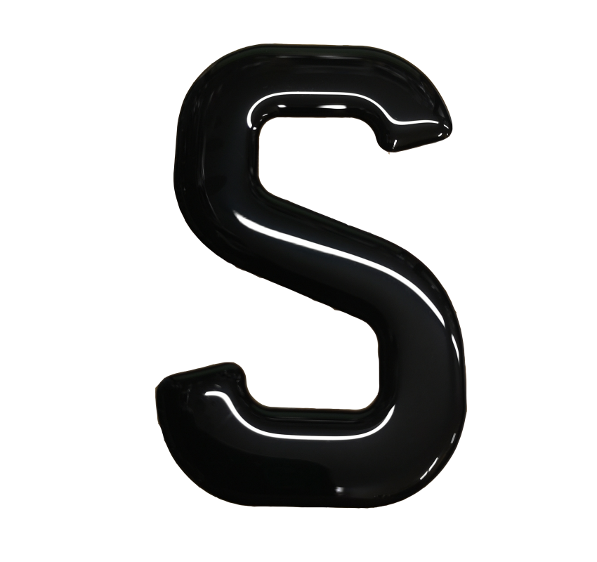 3D Gel Number Plate Black Letter "S"