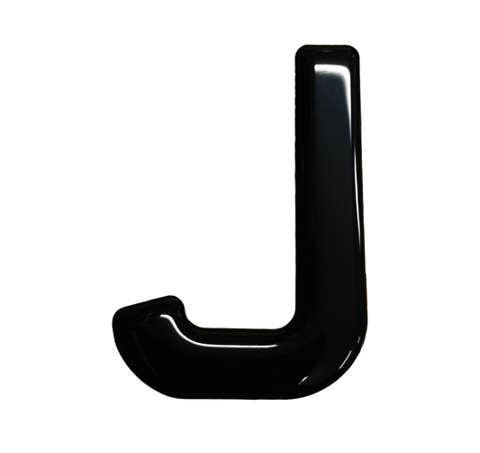 3D Gel Number Plate Black Letter "J"