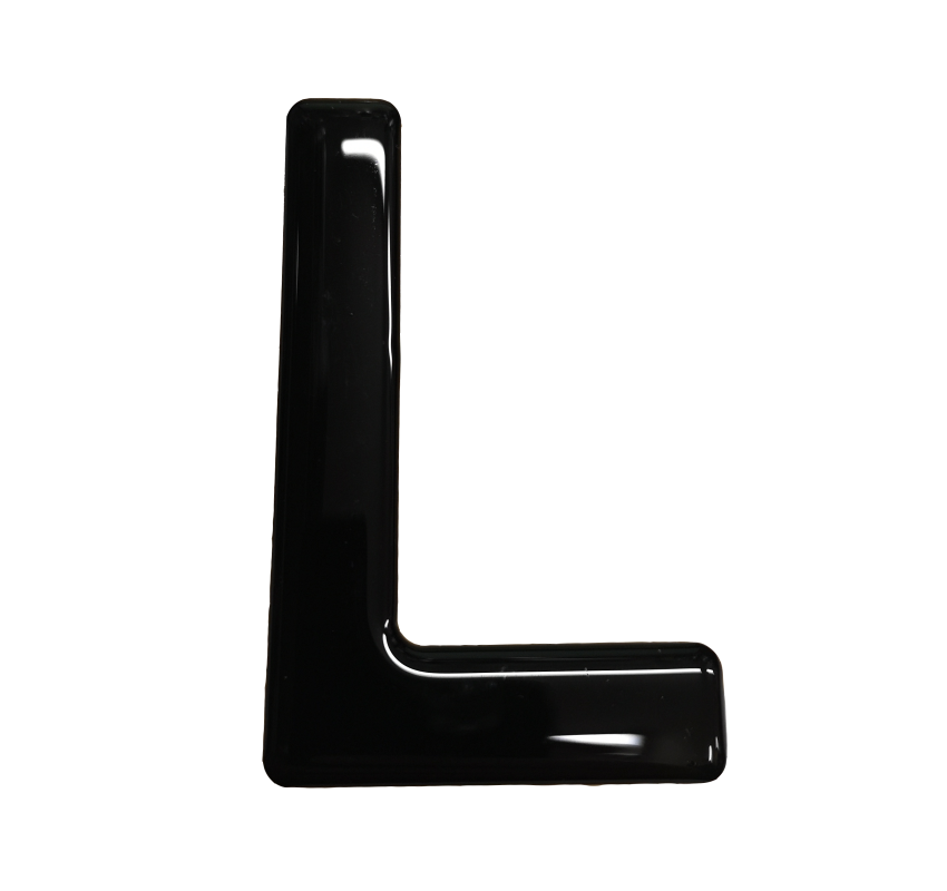3D Gel Number Plate Black Letter "L"