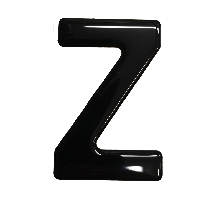 3D Gel Number Plate Black Letter "Z"