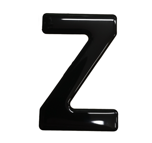 3D Gel Number Plate Black Letter "Z"