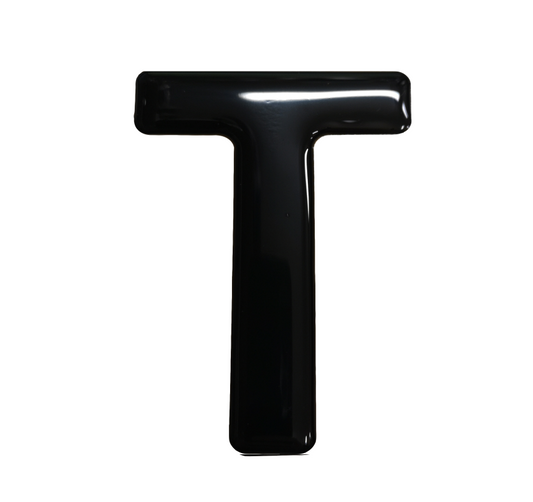 3D Gel Number Plate Black Letter "T"
