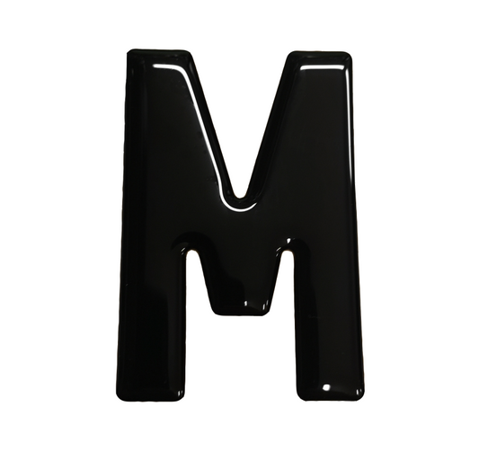 3D Gel Number Plate Black Letter "M"