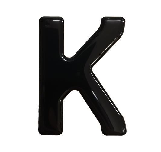 3D Gel Number Plate Black Letter "K"