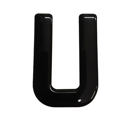 3D Gel Number Plate Black Letter "U"