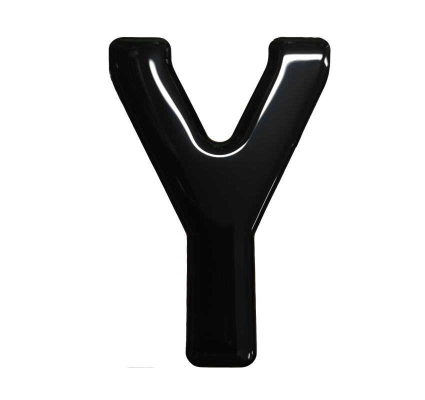 3D Gel Number Plate Black Letter "Y"