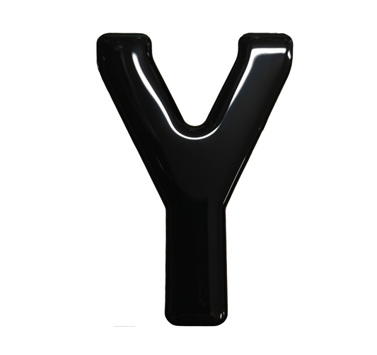 3D Gel Number Plate Black Letter "Y"