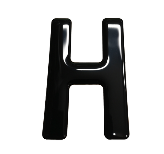 3D Gel Number Plate Black Letter "H"