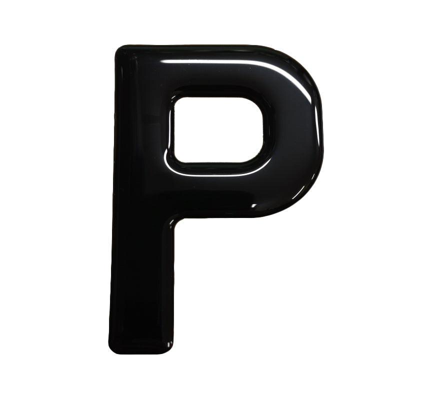 3D Gel Number Plate Black Letter "P"