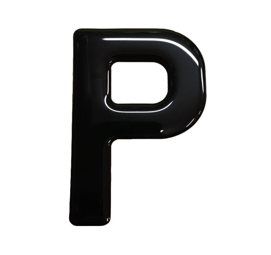 3D Gel Number Plate Black Letter "P"