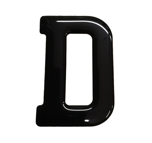 3D Gel Number Plate Black Letter "D"