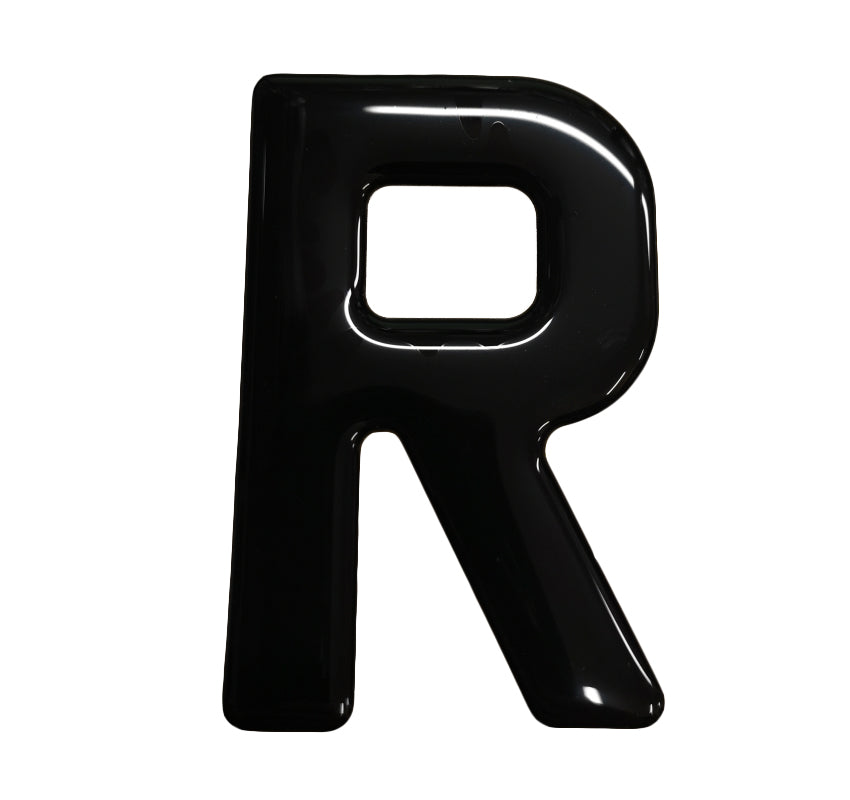 3D Gel Number Plate Black Letter "R"