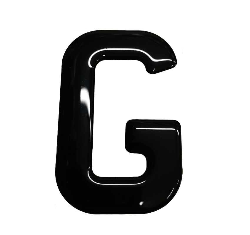 3D Gel Number Plate Black Letter "G"
