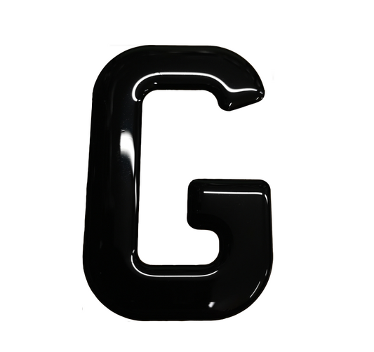 3D Gel Number Plate Black Letter "G"