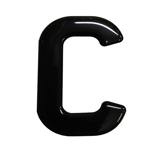 3D Gel Number Plate Black Letter "C"