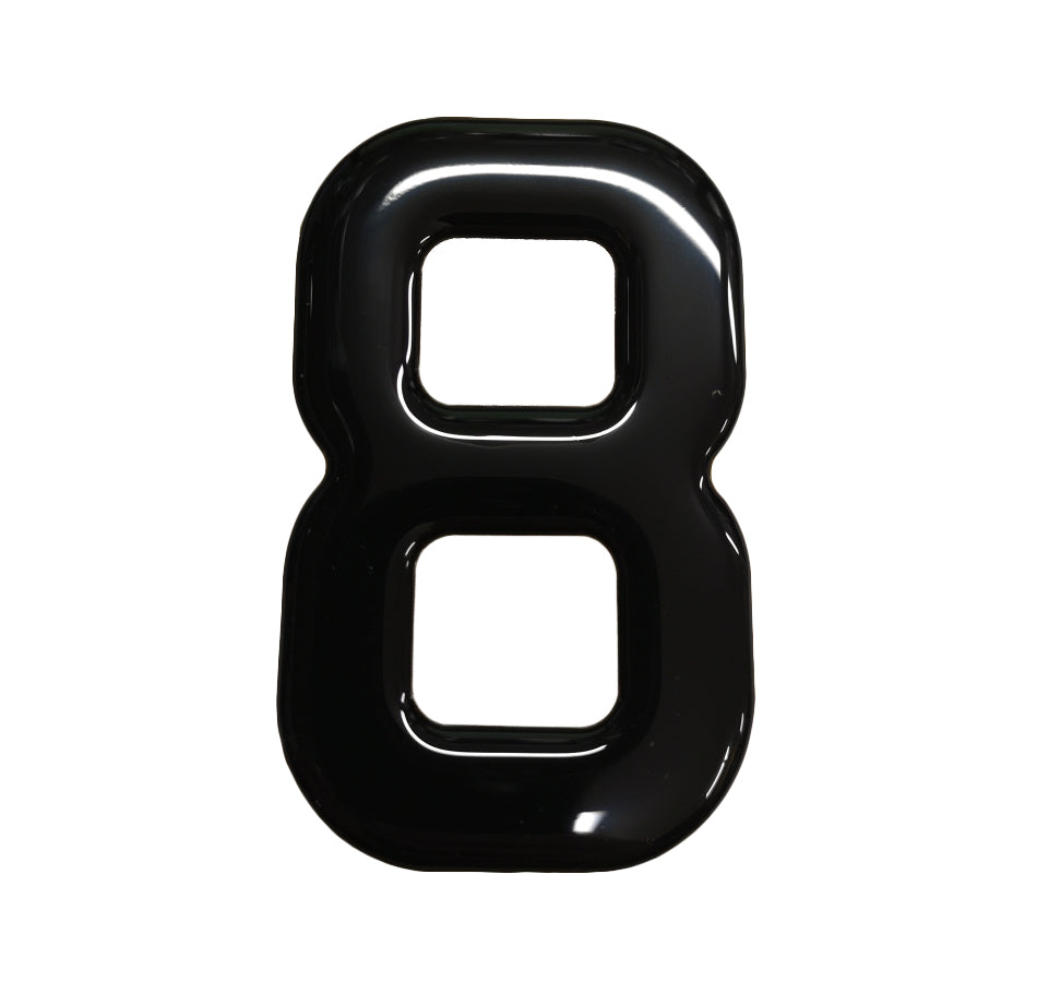 3D Gel Number Plate Black No. "8"