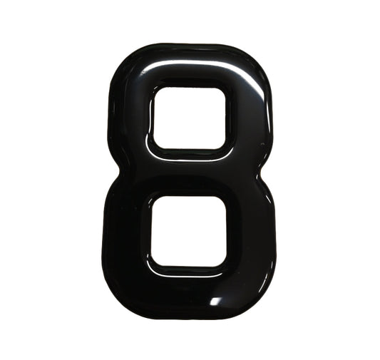 3D Gel Number Plate Black No. "8"