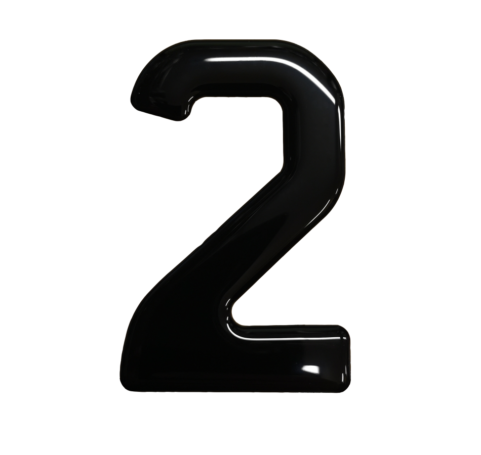 3D Gel Number Plate Black No. "2"