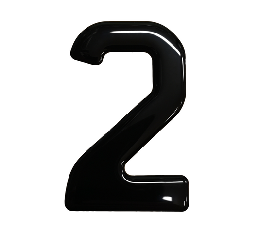 3D Gel Number Plate Black No. "2"