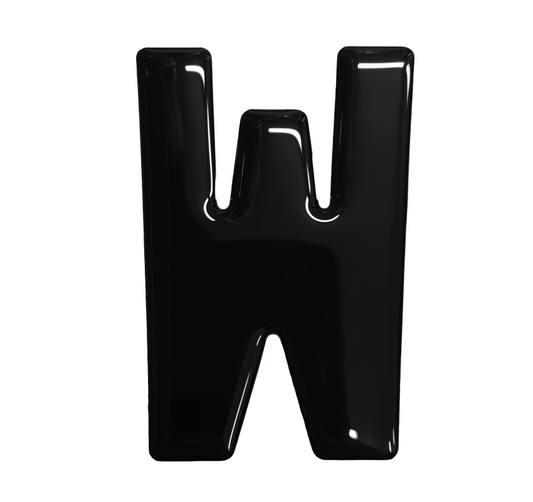 3D Gel Number Plate Black Letter "W"