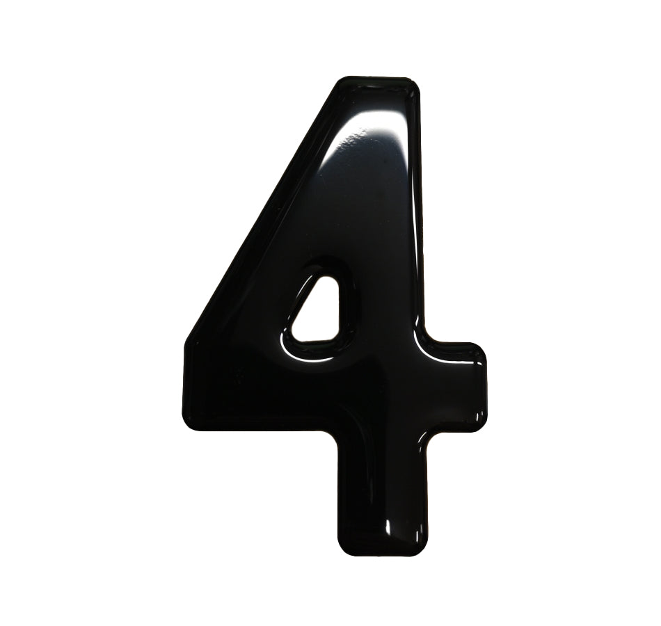 3D Gel Number Plate Black No. "4"