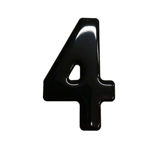 3D Gel Number Plate Black No. "4"