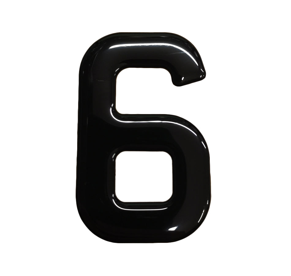 3D Gel Number Plate Black No. "6"