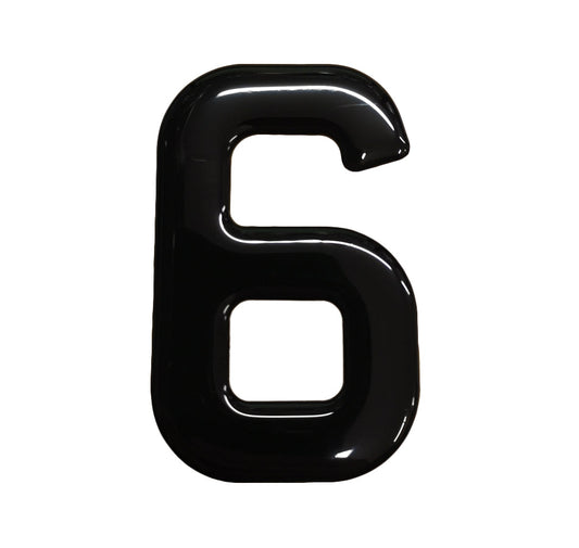 3D Gel Number Plate Black No. "6"