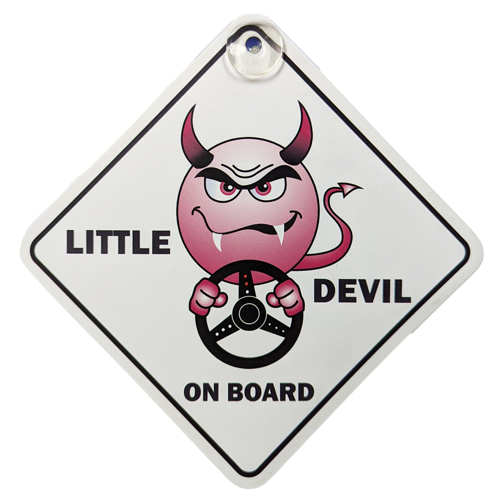 Little Devil On Board Diamond Sign - Suction Cup