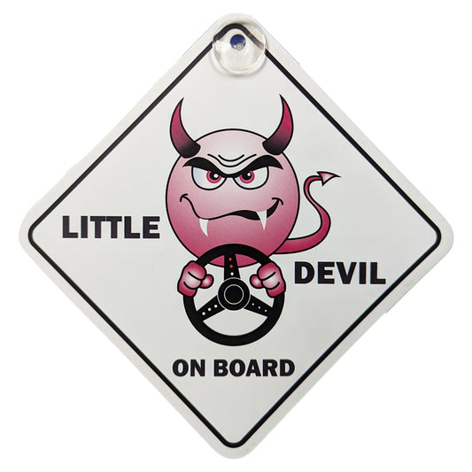 Little Devil On Board Diamond Sign - Suction Cup