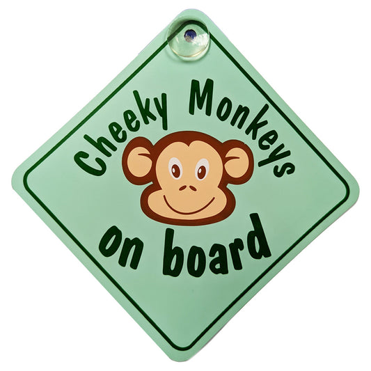 Cheeky Monkey Green Diamond Sign - Suction Cup