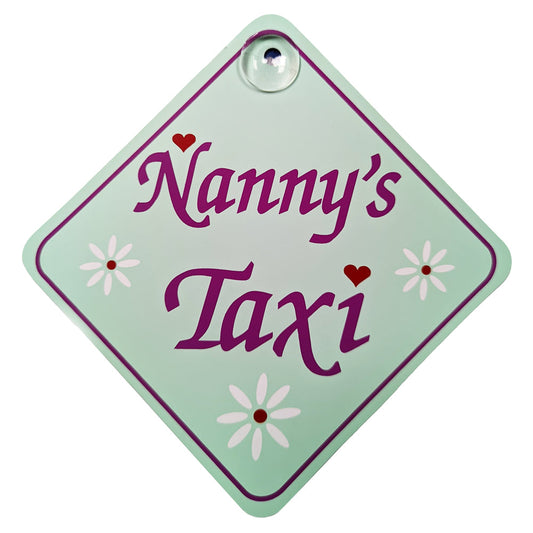 Nannys Taxi Diamond Sign - Suction Cup