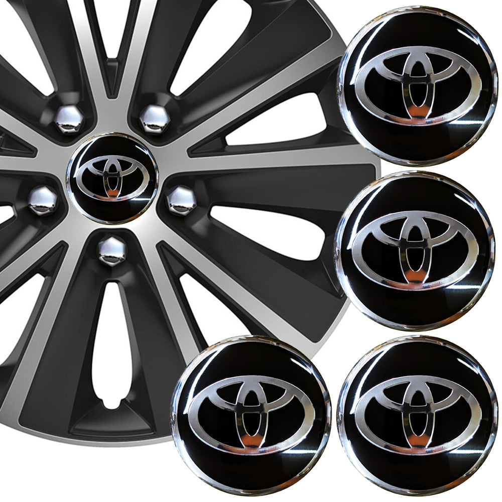 Wheel Center Cap Stickers 3D 56.5mm Toyota Black x 4