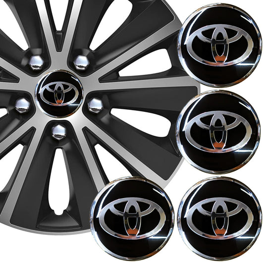 Wheel Center Cap Stickers 3D 56.5mm Toyota Black x 4